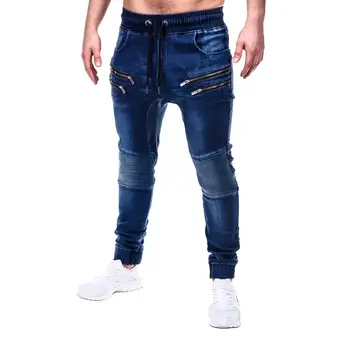 Moške Jeans Suh Priložnostne Zadrgo Vrvico, Žepi Teče Skinny Jeans Hlače Jogger skinny jeans Hlače moški джинсы для мужчин
