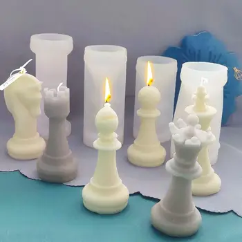 DIY Sveča Silikonski Šah Plesni Smolo Plesni Ustvarjalne Aromaterapija Sveča Mavca Čokoladno Milo Kar Doma Dekoracijo