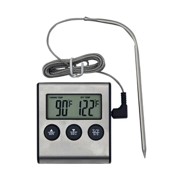 Digitalni LCD BBQ Grill Hrane Termometer 0~250°C Hrane, Kuhanje Termometer Hrane Merilnik Temperature z alarmom Timer