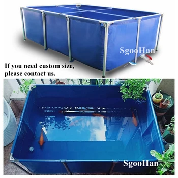 Modro Ponjavo Platno Vodni Bazen Aquarium Fish Tank Otrok Bazen Želva Ribogojstvo Rezervoar Za Vodo+Nerjavečega Jekla Podporo