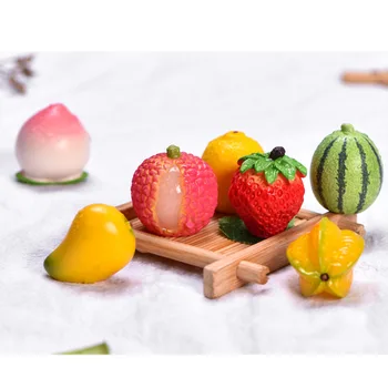 1 Kos Srčkan Simulacije Sadje, Breskve, Jagode Limona, Ananas, Lubenica Smolo Model Doma Dekor DIY Miniaturni Dodatki