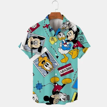 Poletje Nov Modni Trend Slog, Men ' s Boutique Majica 3D Tiskanja Disney Donald Duck Mickey in Minnie Prevelik River moška Majica