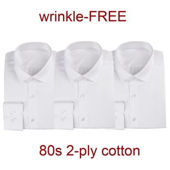 Luksuzni Moških Belo Obleko Srajco 80. 2-slojna Bombaž Gubam Brezplačno Prilagojene Obleko Srajce po Meri Narejen Dolg Rokav Človek Obleko Majica Moški