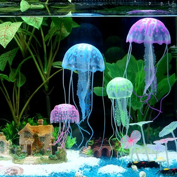Barva Fluorescentno Umetno Meduze Fish Tank Akvarij Dekor Mini Podmornica Ornament Fish Tank Krajinsko Odlikovanja