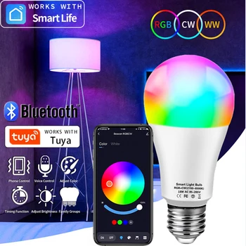 15W Ampul E27 LED RGB Bluetooth Smart Žarnice 110V 220V Brezžični Tuya Smart Čarobne Barve, Glasbe Nadzor Za Dom, Hotel Bar