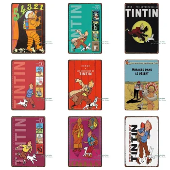 Kovinski Tin Znaki Herge Aventure De Tintin Les Clgares Plaketo Stenske Nalepke Ploščica Klub Klasične Retro Kovinske Plošče, Slikarstvo