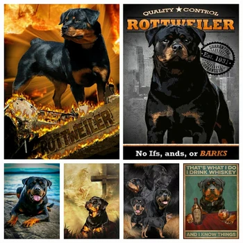 Nov Prihod Diamond Slikarstvo Rottweiler Pes 5D DIY Polni Sveder Navzkrižno Šiv Mozaik Srčkan Hišne Živali Slike Vezenje Doma Dekor