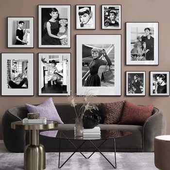 Audrey Hepburn Plakat Črno Beli Film Star Ženske Platno Stensko Slikarstvo Umetnost Slike Natisniti, Dnevna Soba, Spalnica Dekoracijo Doma