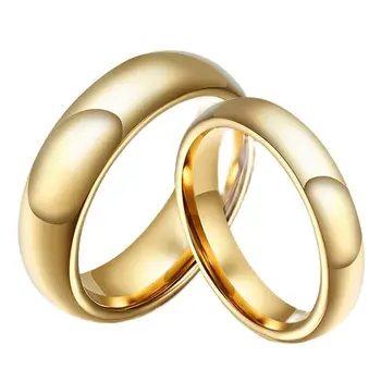 Moda 100% čistega volframa obroči 4 MM/6 MM široko Zlato Barvo poročni prstani za ženske in moške nakit