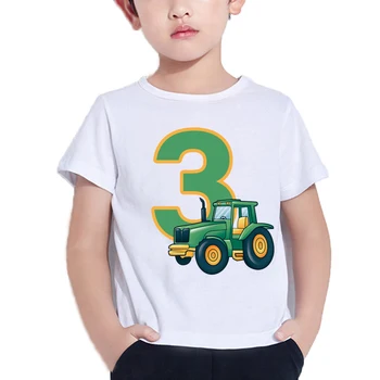 2022 Novi Fantje Srčkan Kmet Traktorja 1-9 Let Happy Birthday Majica S Kratkimi Rokavi Otroci Rojstni Dan Darilo Otrok Smešno Prisotna Oblačila