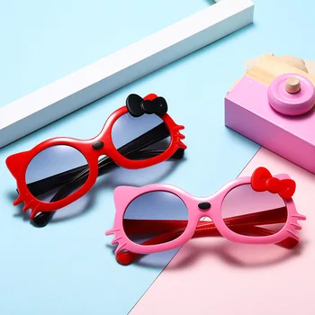 Novo Sanrio Moda Risanka Hello Kitty Otroci Sončna Očala Srčkan Baby Lok Kravato Ourdoor Sončna Očala Dekle Uv Zaščita Oči Očala