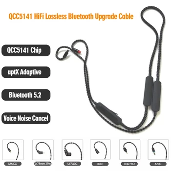 Bluetooth 5.2 Adapter Nadgradnjo Kabel z Qualcomm QCC5141 aptX Prilagodljivi AAC 8 Pramenov Mešani Pleteni Avdio Kabel Dvojno Baterije DIY