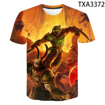 Streljanje Igre Doom, ki je Večno 3D Tiskanih Majica s kratkimi rokavi Moški, Ženske, Otroci in Modnih Kratek Rokav T-shirt Fant Dekle Otroci Ulične Vrhovi Tee