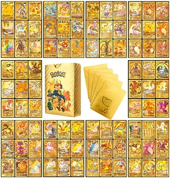 2022 Novo 54 Pokemon Karte Kovinski Kartico V Sim PIKACHU Charizard Zlati Vmax Kartico Otroci Igre Zbiranje Kartic Božična Darila