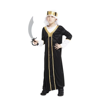 Otroci Otrok Arabski Arabian Šejk Kostum za Fante Sultan Kostume Dolgo Črno Haljo Halloween Purim Stranka Mardi Gras Obleko Disfraces
