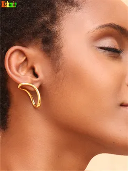 Kshmir preprost novi zlati kovinski z okroglo geometrijsko majhni uhani za ženske party dodatki za Ženske, nakit uhani 2020