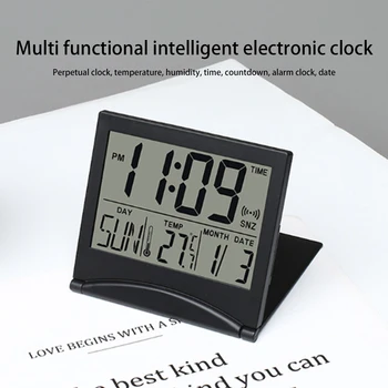 Zložljiv Pult LCD Elektronska Ura Multi-funkcijo Datum Temperatura Budilka Enostavno in Priročno Tanke Uro Potovanja