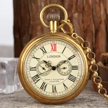 Baker Starinsko London 1856 je Starinsko 5 Rokah Mehanske žepna ura Ročno Navijanje Okostje Ura moška Žepne Ure 30 cm Verige