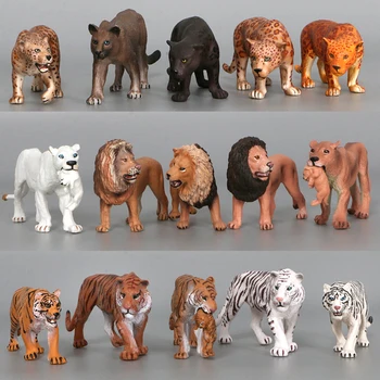 Realno Divje Gozdne Živali Kralj Lev, Tiger, Leopard Figuric Figurice Zbirka Za Otroke, Izobraževanje Igrača Darilo