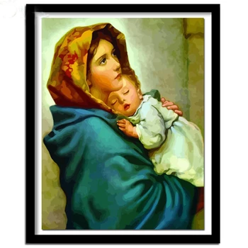 Madonna Ima Jezus Marija 5D Doma Dekoracijo Diy Diamond Slikarstvo Polni Sveder Kvadratni Krog Vezenje Navzkrižno Šiv Kompleti