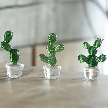 Kaktus Okraski Dobro Izdelave Dekorativne Steklene Miniature Kaktus Bonsaj Figur na Mizi