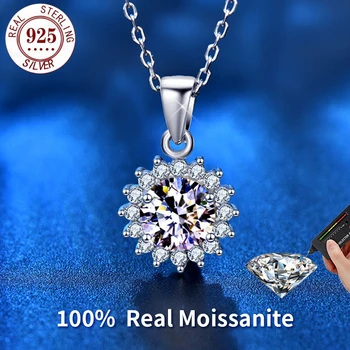 100% Resnična Moissanite Diamond sonca roža Obesek Ogrlice za Ženske Sterling srebro 925 nakit Poročno Darilo brezplačna dostava