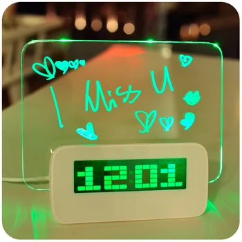 MOSEKO Nadgradnjo Alarm Ure LED, Fluorescentne Message Board Digitalna Budilka Koledar Noč Svetlo Zelena/Modra/Rdeča Namizna Ura