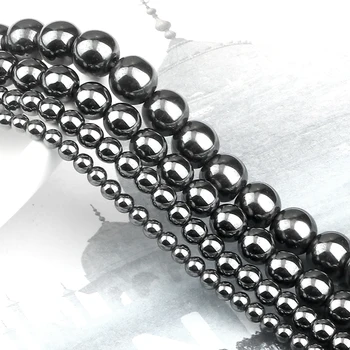 Krog Naravni Črni Obsidian Black Hematit Kamen Kroglice Za Nakit, Izdelava DIY Perles Zapestnice ogrlica Pribor 3 4 5 6 8 mm