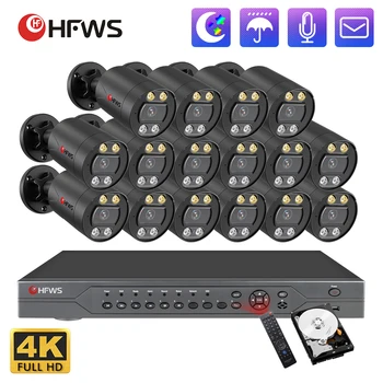 4K 8MP Poe Varnostne Kamere Sistem 16CH CCTV Nvr Kit Video nadzorni Sistem Dual Vir Svetlobe Nepremočljiva Prostem