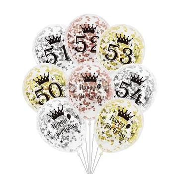 6pcs/veliko število 50 51 52 53 54 rojstni dan baloni rose zlato, srebro 50. happy birthday party okraski obletnico balon