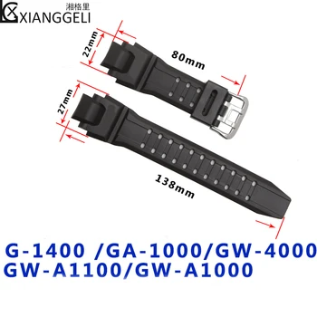 Primerna za G-SHOCK GW-A1100 G SS 22 mm Moške Športne Serije Gledam trak Watch Pribor za Casio Črnega Silikona Watch Band