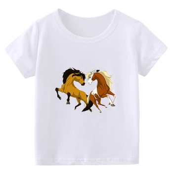 2021 Novo Poletno Otroci T-shirt Lucky & Mustang Duha Konj, Risanka Dekleta T shirt Smešno Baby Fantje Oblačila, Otroci Vrhovi