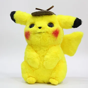 28 cm Detektiv Pikachu Plišastih Igrač Pokemon igre Kawaii Plushie Visoke Kakovosti Ljubka Mehka Lutka Pokémon Polnjene Darilo za Darilo Otrok
