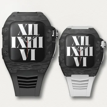 Za Apple Watch Band Serije 8 7 44 45 mm Spremembo Kit Ogljikovih Vlaken Primeru Titanove Zlitine Okvir za IWatch 6 5 MP Dodatki