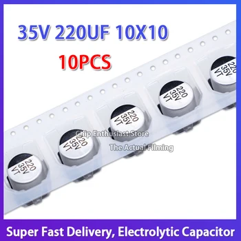 10PCS 35V 220UF 10X10 VT Elektrolitski Kondenzator SMD-2 Elektrolize Aluminija