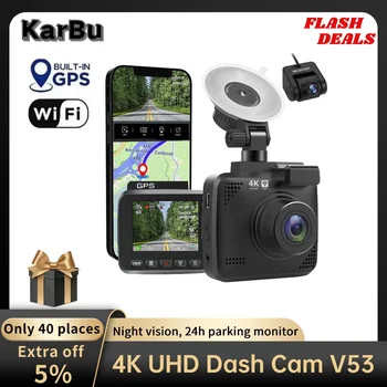 V53 Dash Cam 4K UHD Sony Night Vision Dash Cam Dual Camera GPS, Wi-Fi Dashcam 24H Parkiranje Zaslon 170°FOV dvr Avto Kamera Snemalnik