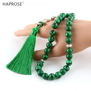 Malahit zapestnica Muslimansko zeleno tassel tasbih čaščenja nakit človek, ženska ogrlica tasbeeh 33/99 kroglice napredno Ramadana darilo
