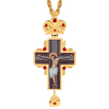 Zlato Prsnih križ Krščanske cerkve colden duhovnik, Pravoslavni križ krst darilo verske ikone Obesek Obesek Dolge Ogrlice