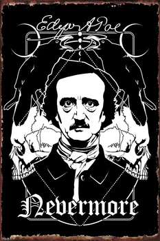 Edgar Allan Poe Rušenje Letnik Kovinski Znak Tin Prijavite Kositrne Plošče Stenski Dekor Soba Dekoracijo Retro Za Človeka Jama Cafe Pub Doma