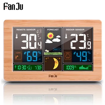 FanJu FJ3378 Vremenske Postaje Stenske Ure Digitalne Budilke Tabela Namizno Uro, Termometer, Higrometer Barometer s Brezžični Senzor