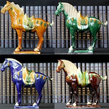 Tang Sancai Modra Glazirana Vojni Konj Stari Porcelana najdb, odkritih v Imitacija Muzej Starinsko Konj Dekoracijo