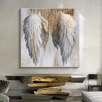 Moderni Angel Krila Platno Slikarstvo Povzetek Zlato, Srebro Krilo Plakatov in Fotografij Pop Stenskih slikah, za Dnevna Soba Dekor