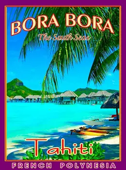 Tymall Francoska Polinezija Otokih Bora Bora Tahiti Plaži Potovanja Oglas Hiša Retro Kovinski Tin Prijavite Plaketo Plakat