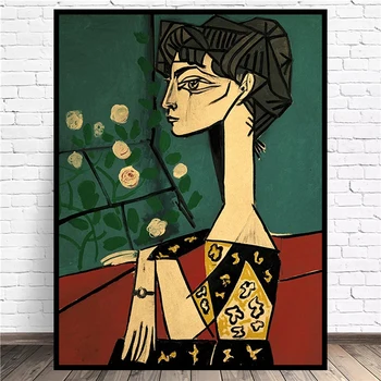 Natisne Jacqueline Picasso in Cvetje Plakat Dekoracijo Slikarstvo Retro Wall Art Bar Cafe Sobi Doma Slike