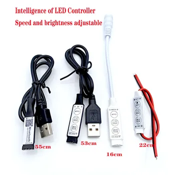 0,5 m 1m RGB Krmilnik 5V USB Priključek Kabla 4pin Skladu Dimmer 3 Tipke za 5V 5050 2835 RGB LED Trakovi, Trak, TV Osvetlitev Svetlobe