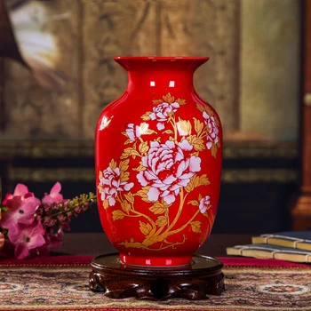 Luksuzni Antični Kitajski Porcelan Cloisonne Vaza Okraski Doma Dekoracijo Obrti Stari Palace Rdeče Keramične Vaze Figurice Dekor
