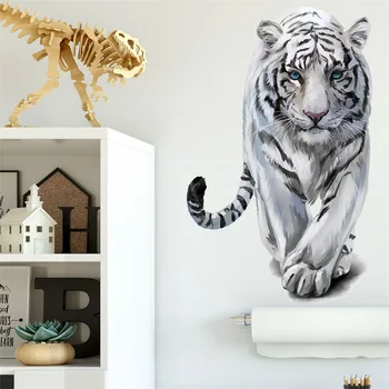 Beli Tiger Stenske Nalepke za dnevno Sobo, Spalnica Hladilnik Art Decals Ozadju Stene Dekorativni PVC Materiala Nepremočljiva 30*60 CM