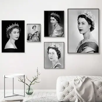 Kraljica Elizabeta II, Plakati Letnik Tiskanja Elizabeth Portret Wall Art Platno Slikarstvo Cuadros Slike Za Dnevni Sobi Doma Dekor