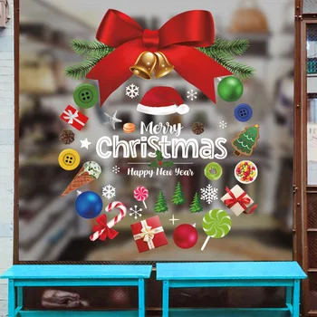 Novo Leto je Dekor Božič sliko za Ozadje Vinil PVC Stenske Plakate, Božiček, Home Steklena Vrata Okna Samolepilne Stenske Nalepke