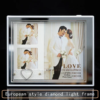 Evropski stil modni foto okvir belo barvo foto okvir s svetlobo LED USB, ki se uporablja za umetnost dekoracijo prikaz okvirja